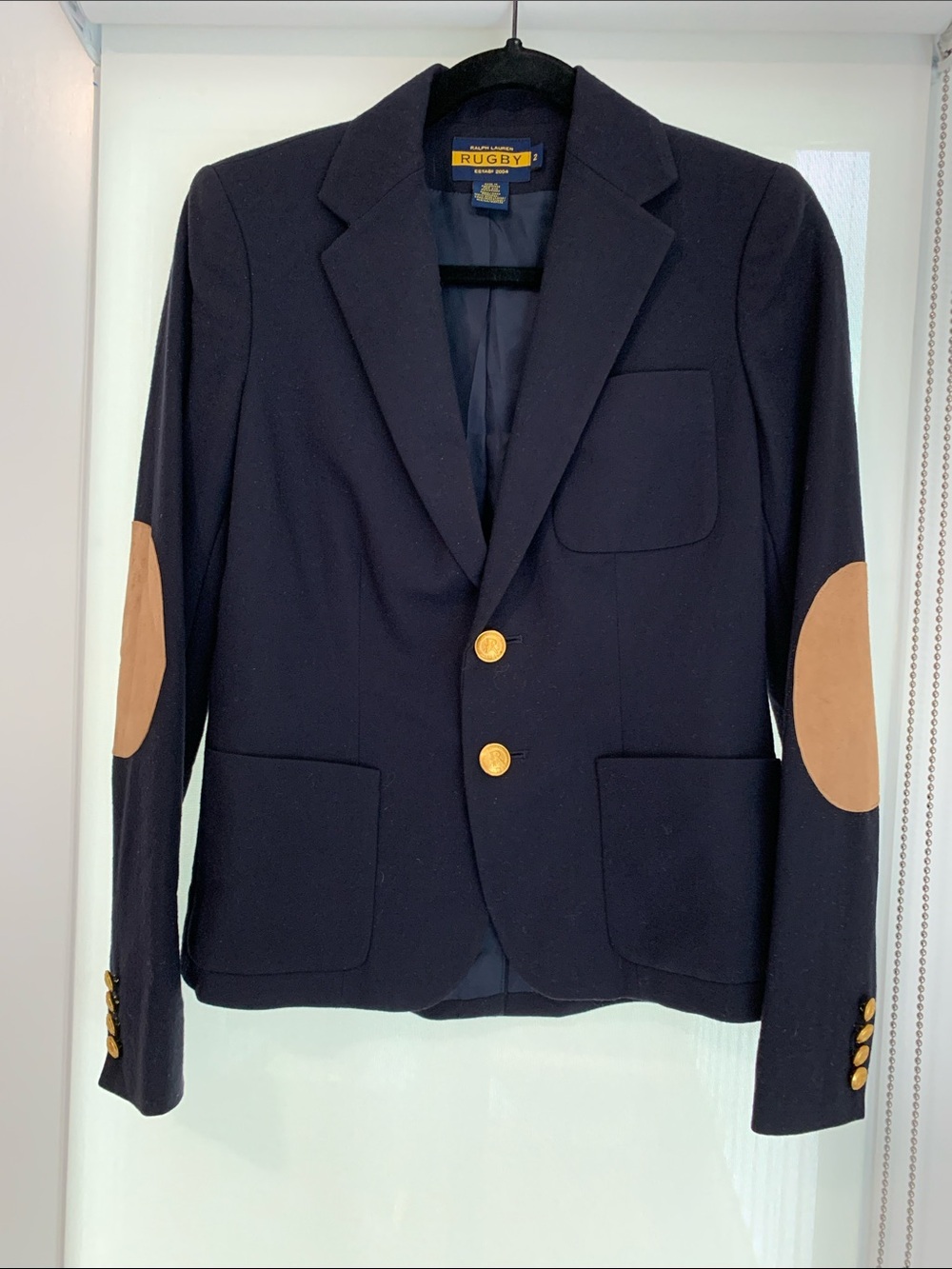 Polo Ralph Lauren Rugby Navy Blazer with Tan Elbow Patches